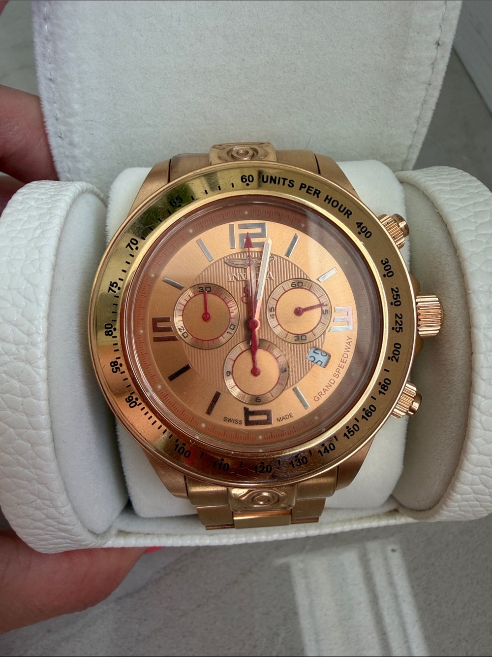 Invicta Model 4224 Grand Speedway Rose Gold Swiss Quartz Men's Watch.